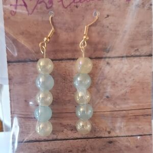 Elegant Gold and Blue Beaded Earrings